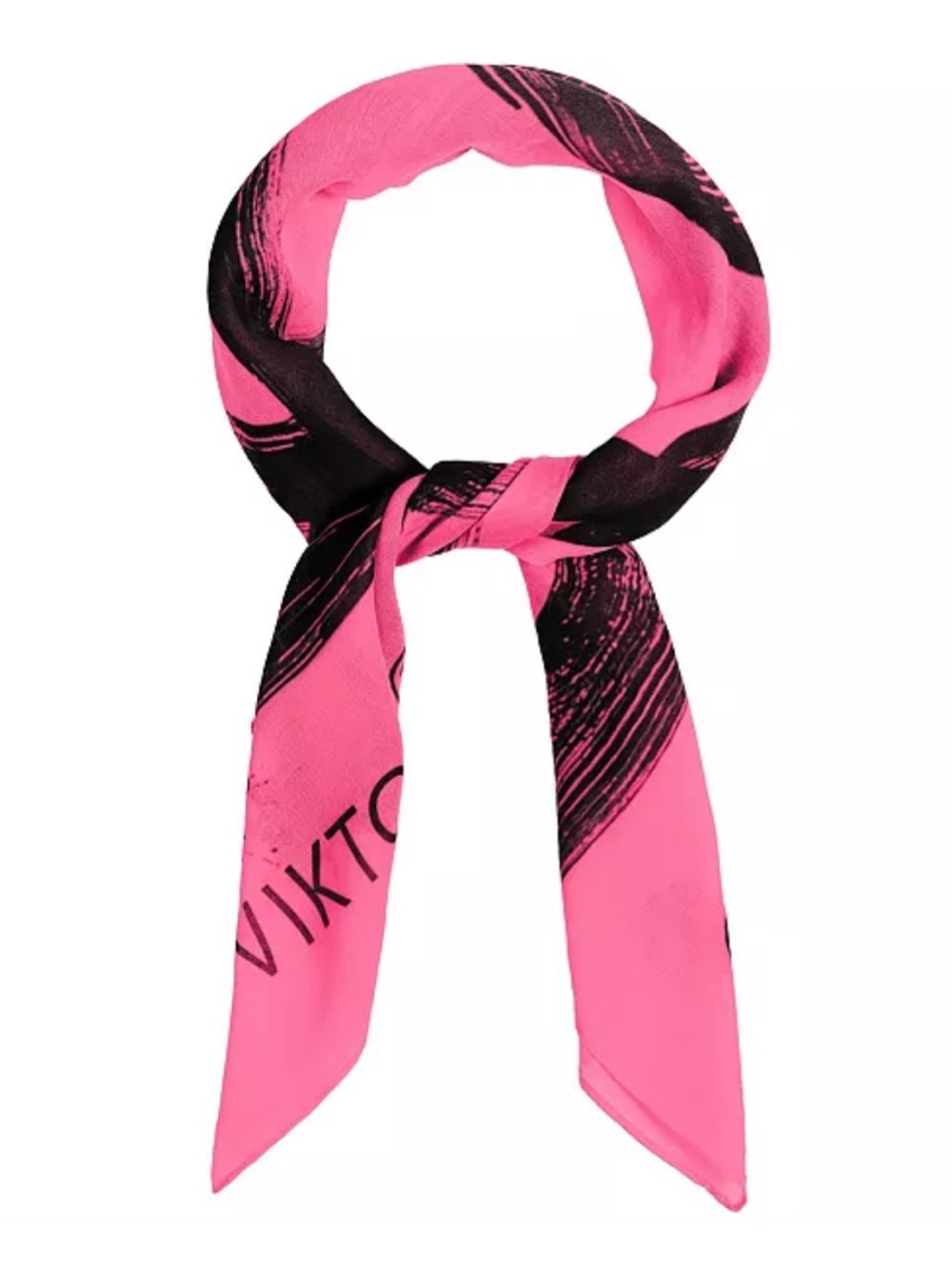 Authentic Viktor & Rolf Hot Pink and Black Printed Scarf
